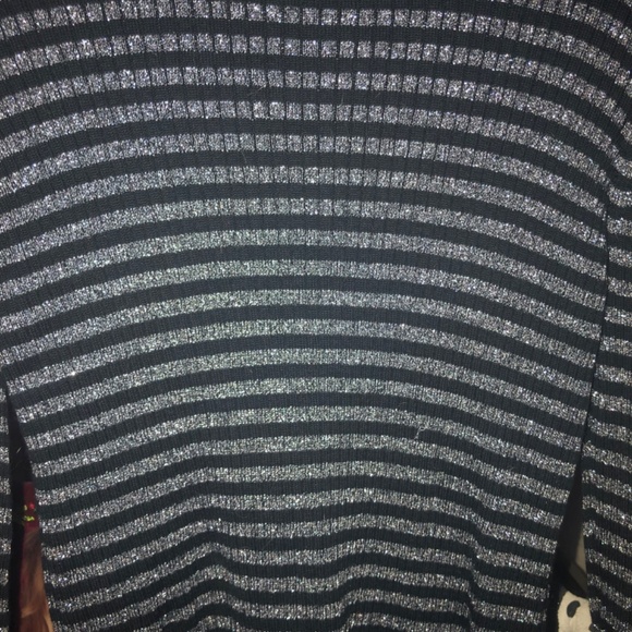 Like New black and metallic silver stripe ribbed Limited turtleneck - Picture 2 of 4